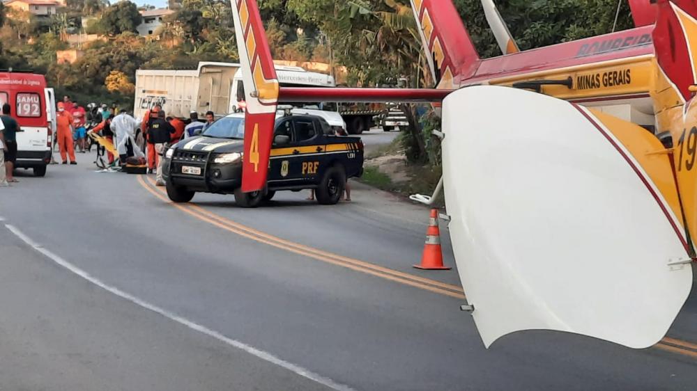 Mulher tem perna amputada após ser atropelada por carreta na BR-381, em Santa Luzia