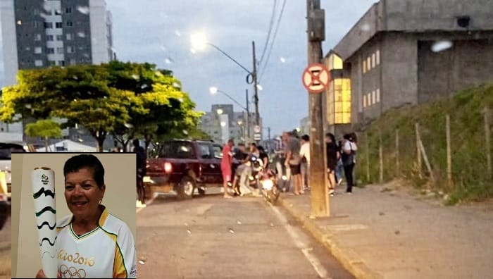 Tia Neném, estava atravessando a faixa de pedestre