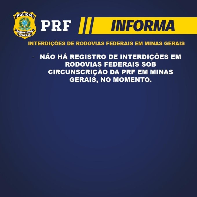 PRF divulga que não existem interdições nas rodovias do estado — Foto: Divulgação Polícia Rodoviária Federal