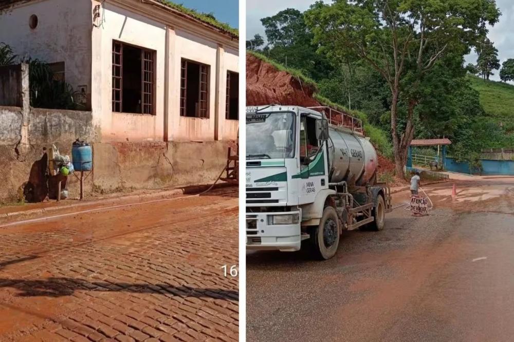 Além do serviço de limpeza urbana com carro pipa, as pontes e estradas danificadas estão sendo recuperadas — Foto: Prefeitura de Dionísio / Divulgação