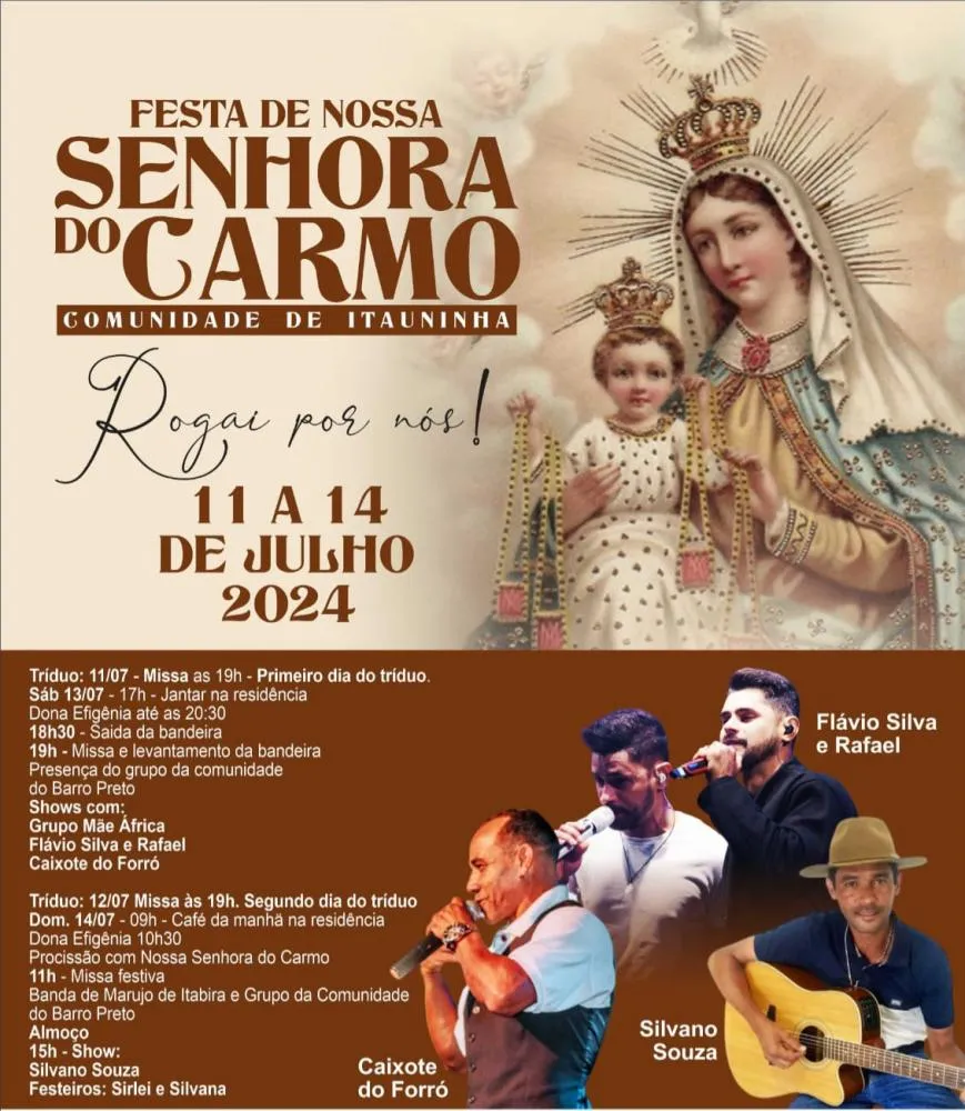 A festa deste ano traz uma programação diversificada com atividades religiosas e culturais que fortalecem a devoção e a união da comunidade local.