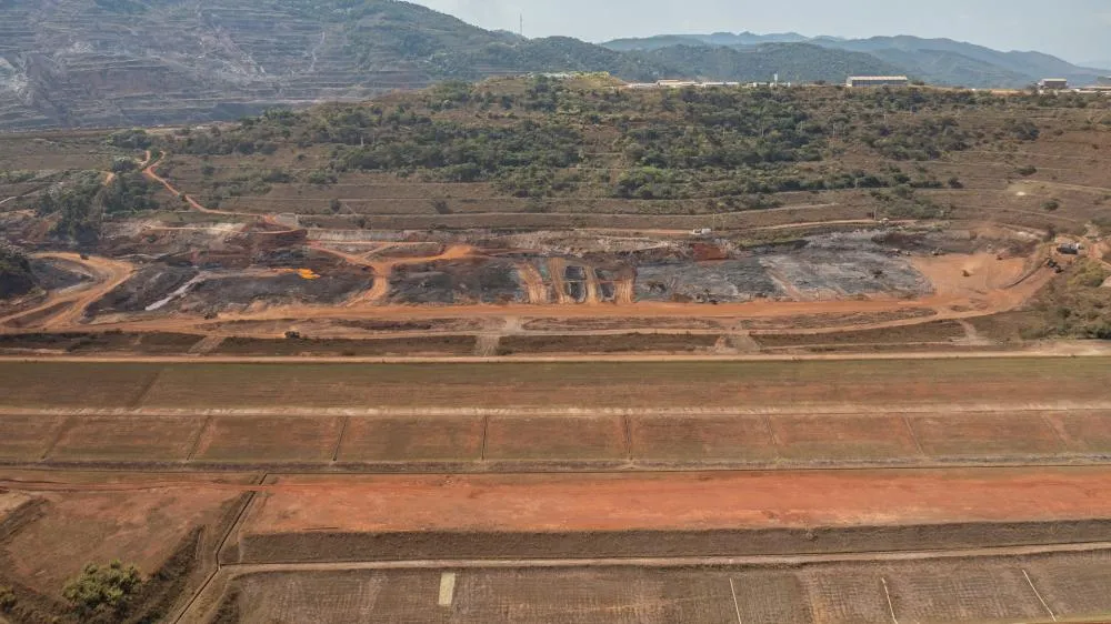 Barragem Sul Superior, em Barão de Cocais (MG): estrutura teve o nível de emergência reduzido nesta segunda-feira (26). Foto: Divulgação/Vale