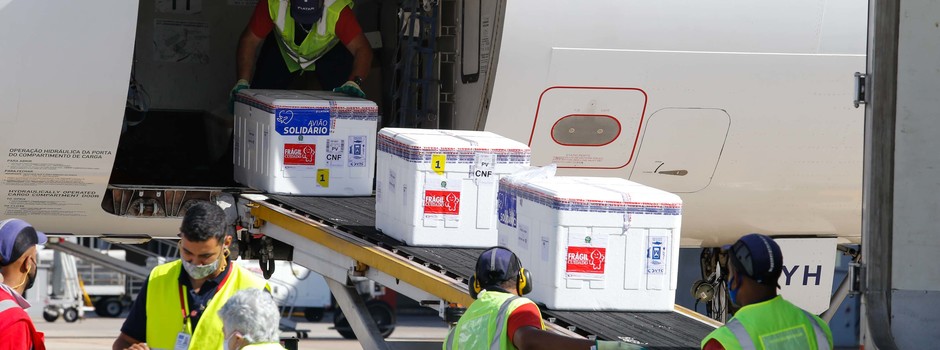 O carregamento chegou às 8h40, no Aeroporto Internacional de Belo Horizonte, em Confins