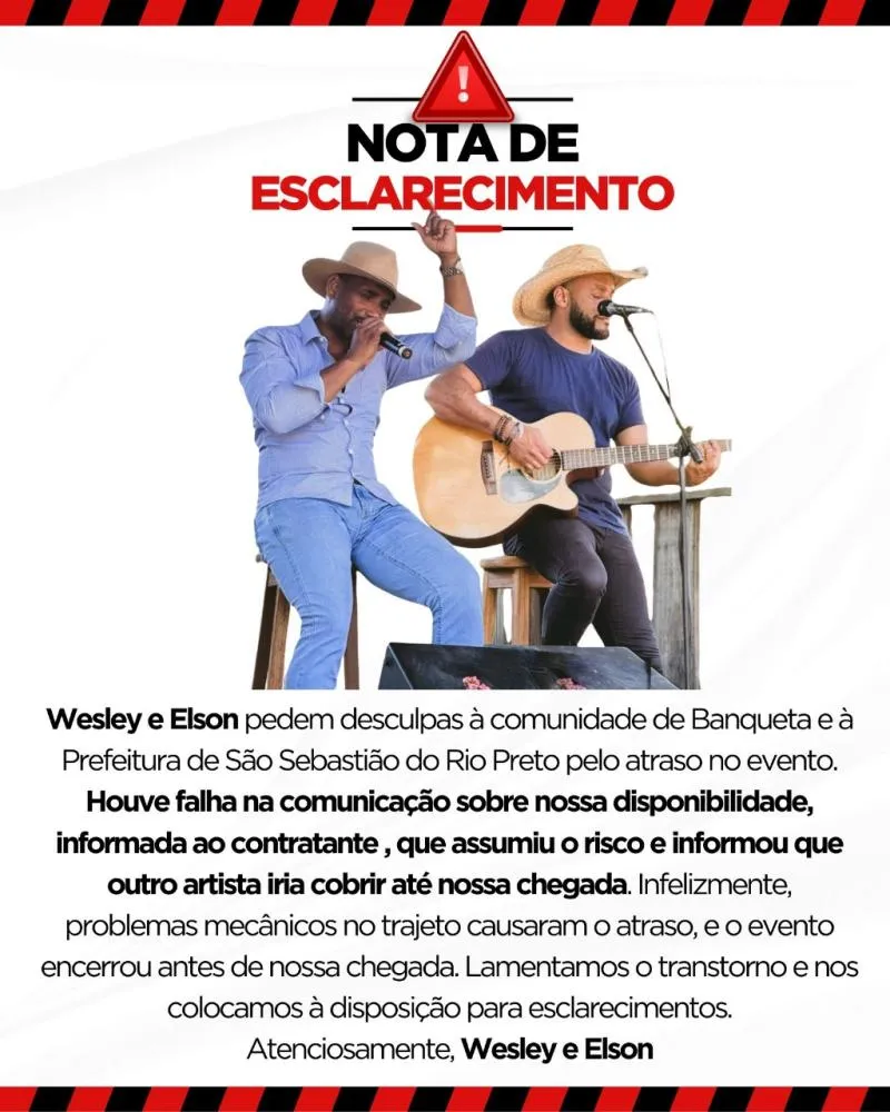 Fonte: Assessoria da Dupla Wesley & Elson