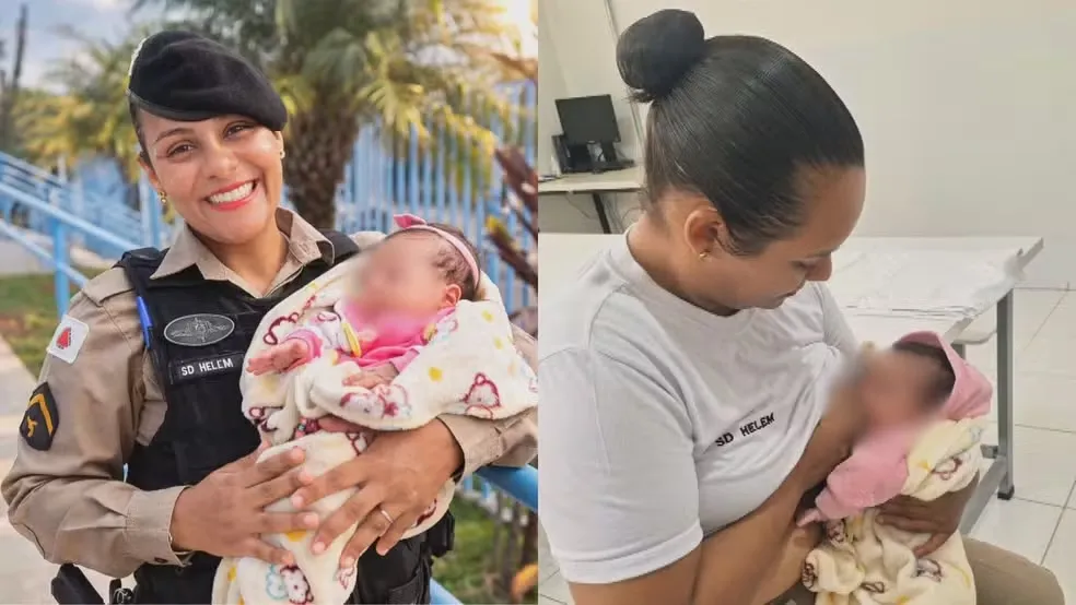 Recém-nascida é abandonada em mata e precisa ser amamentada por policial devido à desidratação — Foto: PMMG/Divulgação