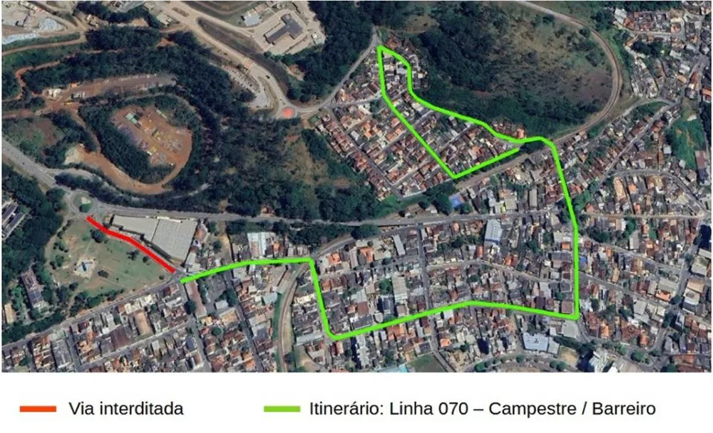 Interdição de via e alteração no transporte coletivo