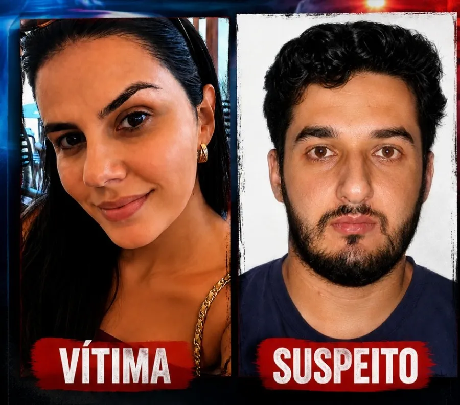 Na imagem, Letícia de Morais Vasconcelos Rodrigues, identificada pelas autoridades como vítima, e Gustavo Dutra Lima, mencionado em registros policiais na condição de suspeito. Os fatos permanecem sob investigação, sem conclusão definitiva das autoridades