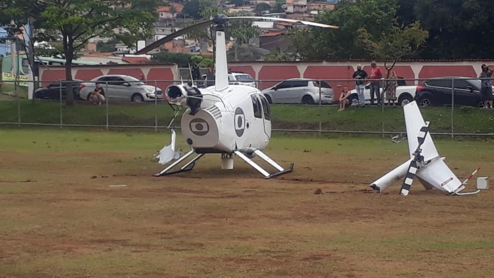 Helicóptero da Globo faz pouso forçado em BH e rotor de cauda se quebra: não houve vítimas